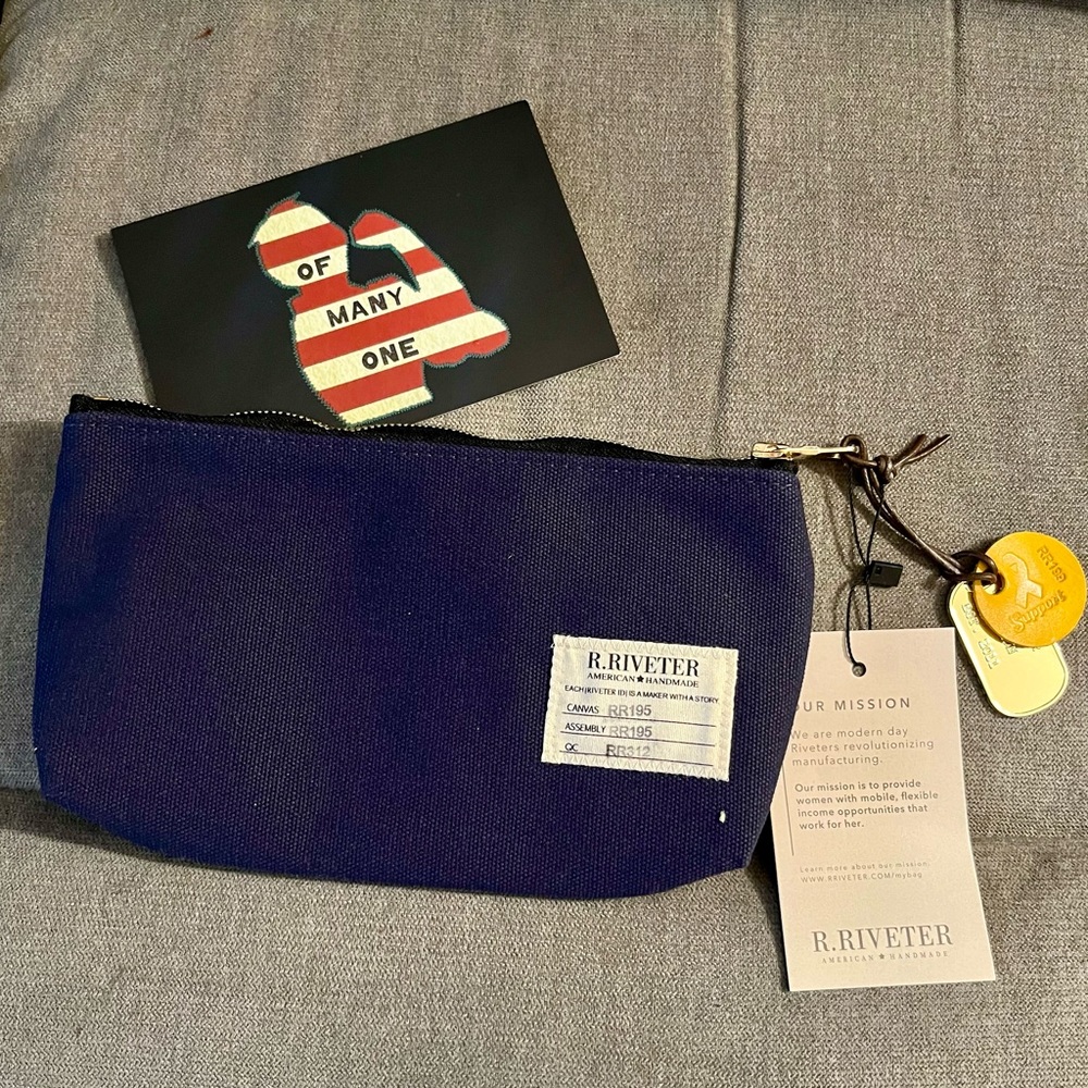 R.Riveter New Lucy Signature Navy Canvas Zippered Pouch